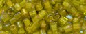 (image for) TOHO 2mm Cube Shape Seed Beads-Pink Lined Light Lime Transparent