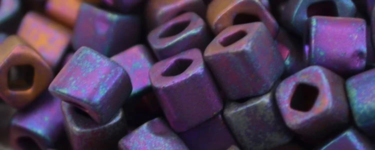 (image for) TOHO 4mm Cube Shape Seed Beads-Purple Gold Iris Metallic Matte