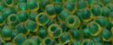 (image for) TOHO 15/o Round Seed Bead-Dark Green Lined Topaz Matte. 15T242FM