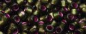 (image for) TOHO 15/o Round Seed Bead-Raspberry Lined Olivine. 15T2204