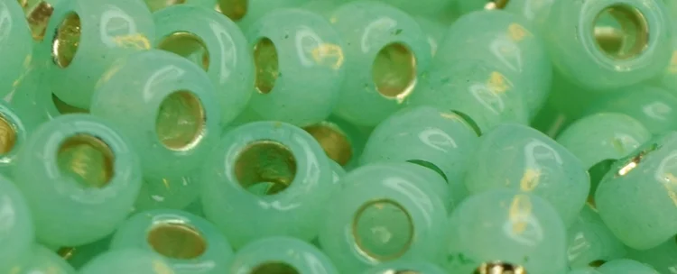 (image for) TOHO Size 6/o Round Seed Bead-Lime Opal Silver Lined PermaFinish 6TPF2103