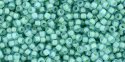 (image for) TOHO 15/o Round Seed Bead-Lime Lined Aqua Matte. 15T954F