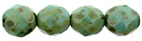 (image for) Czech 8mm Fire Polish Round - Turquoise Opaque Picasso