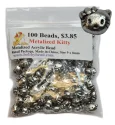 (image for) Metalized Acrylic Silver Kitty Beads * Approximately 100 Cute Beads