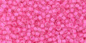 (image for) TOHO Size 11/o Round-Dark Pink Lined Crystal Transparent. 11T965