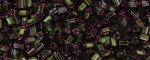 (image for) TOHO Size 11/o Triangle Shape Seed Bead-Raspberry Lined Olivine Transparent