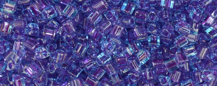 (image for) TOHO Size 11/o Triangle Shape Seed Bead-Purple Lined Aqua Transparent