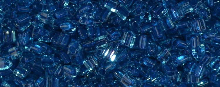 (image for) TOHO Size 11/o Triangle Shape Seed Bead-Dark Blue Lined Aqua Transparent