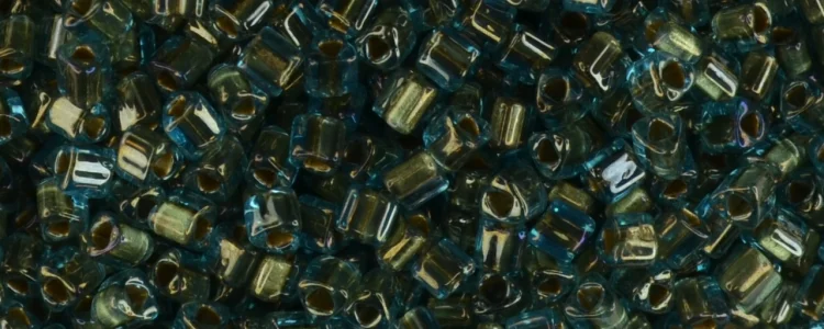 (image for) TOHO Size 11/o Triangle Shape Seed Bead-Bronze Lined Aqua Transparent