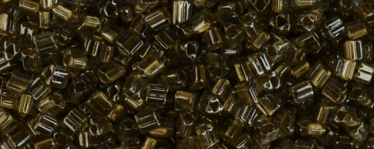 (image for) TOHO Size 11/o Triangle Shape Seed Bead-Bronze Lined Black Diamond Transparent