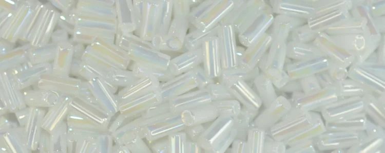 (image for) TOHO Size 1.5 Bugle Bead-White Opaque Rainbow