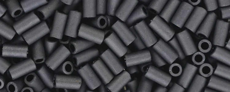 (image for) TOHO Size 1 Bugle Bead. 3mm Length-Gunmetal Metallic Matte