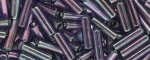 (image for) TOHO Size 2 Bugle Bead. 6mm Length-Lavender Blue Gold Luster