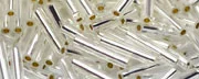(image for) TOHO Size 3 Bugle Bead. 9mm Length-Crystal Silver Lined