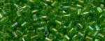 (image for) TOHO Size 1/2 Bugle Bead. 2mm Length-Kelly Green Transparent Rainbow