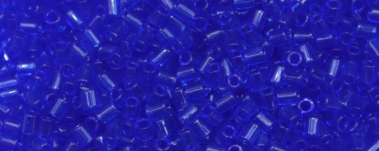(image for) TOHO Size 1/2 Bugle Bead. 2mm Length-Medium Cobalt Blue Transparent