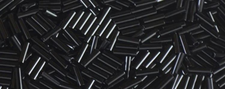 (image for) TOHO Size 2 Bugle Bead. 6mm Length-Jet Black Opaque