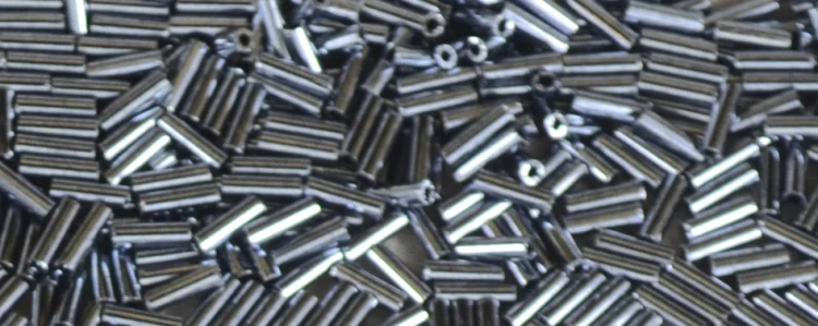 (image for) TOHO Size 2 Bugle Bead. 6mm Length-Hematite Metallic