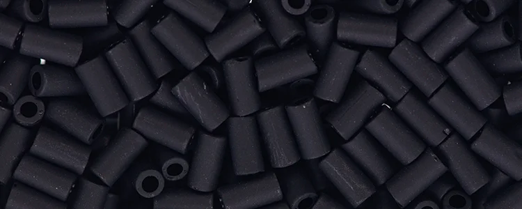 (image for) TOHO Size 1 Bugle Bead. 3mm Length-Jet Black Matte Opaque