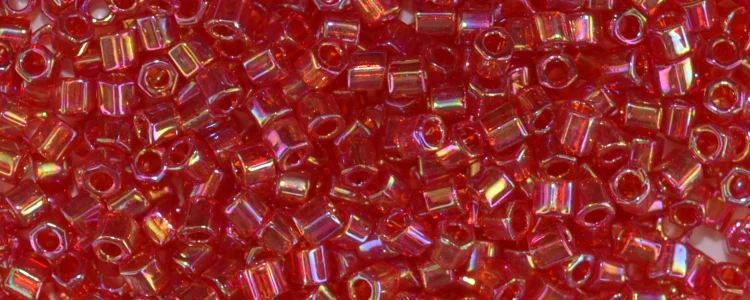 (image for) TOHO Size 8/o Hexagon Shape Seed Bead-Dark Ruby Transparent Rainbow