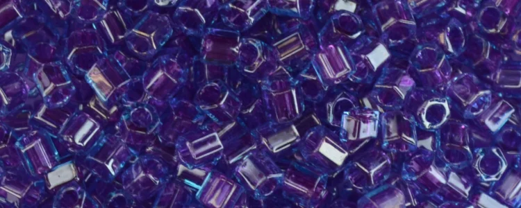 (image for) TOHO Size 8/o Hexagon Shape Seed Bead-Purple Lined Aqua Transparent