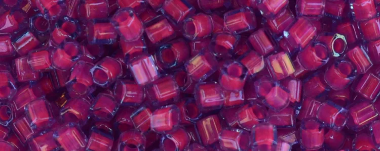 (image for) TOHO Size 8/o Hexagon Shape Seed Bead-Dark Pink Lined Aqua