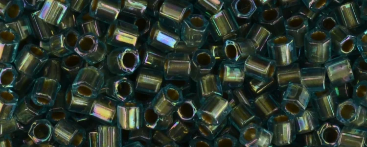 (image for) TOHO Size 8/o Hexagon Shape Seed Bead-Bronze Lined Aqua Rainbow