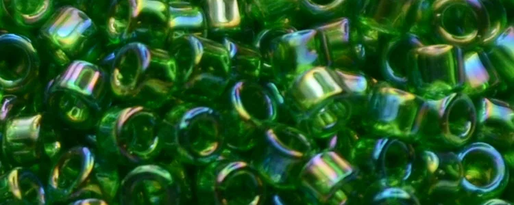 (image for) TOHO Aiko Precision Cylinder Bead. Avocado Green Transparent Rainbow TB-167B