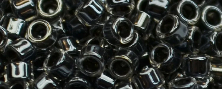 (image for) TOHO Aiko Precision Cylinder Bead. Black Lined Crystal Transparent TB-344