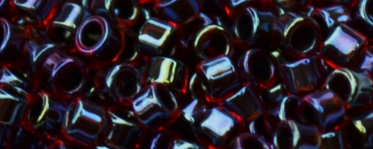 (image for) TOHO Aiko Precision Cylinder Bead. Black Lined Dark Ruby Luster TB-400