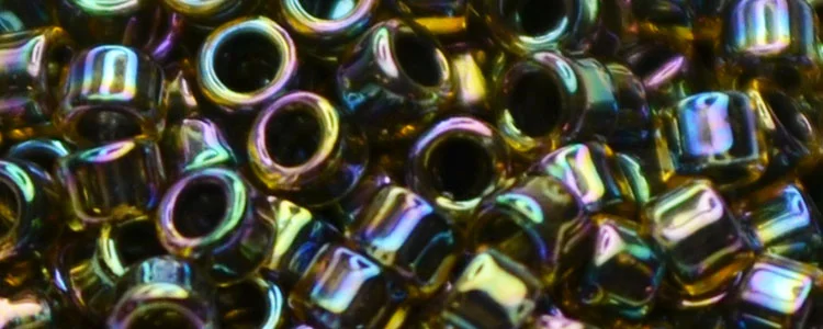 (image for) TOHO Aiko Precision Cylinder Bead. Black Lined Topaz Rainbow TB-245