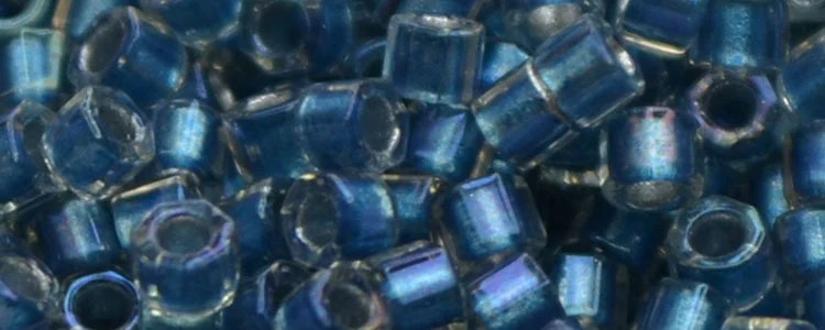 (image for) TOHO Aiko Precision Cylinder Bead. Blue Lined Crystal Rainbow TB-263