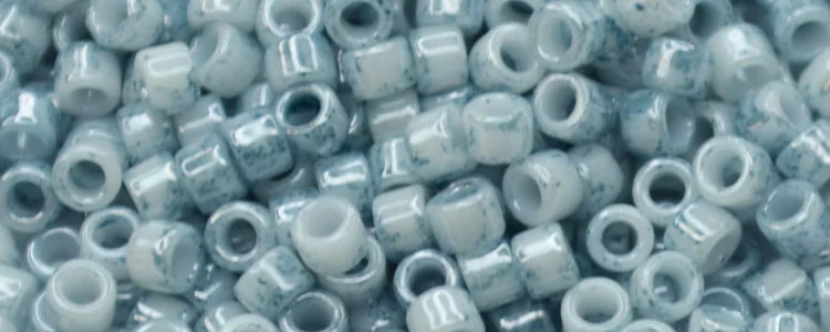 (image for) TOHO Aiko Precision Cylinder Bead. Cream / Denim Marbled Opaque TB-1205