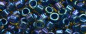 (image for) TOHO Aiko Precision Cylinder Bead. Dark Blue Lined Amber Transparent TB-929