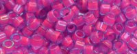 TOHO Aiko Precision Cylinder Bead. Dark Pink Lined Aqua Transparent TB-980 (image for) TOHO Aiko Precision Cylinder Bead. Dark Pink Lined Aqua Transparent TB-980