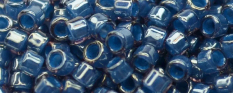(image for) TOHO Aiko Precision Cylinder Bead. Denim Blue Lined Aqua Luster TB-1056