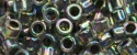(image for) TOHO Aiko Precision Cylinder Bead. Dark Grey Lined Crystal Rainbow TB-783