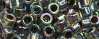 (image for) TOHO Aiko Precision Cylinder Bead. Dark Grey Lined Crystal Rainbow TB-783