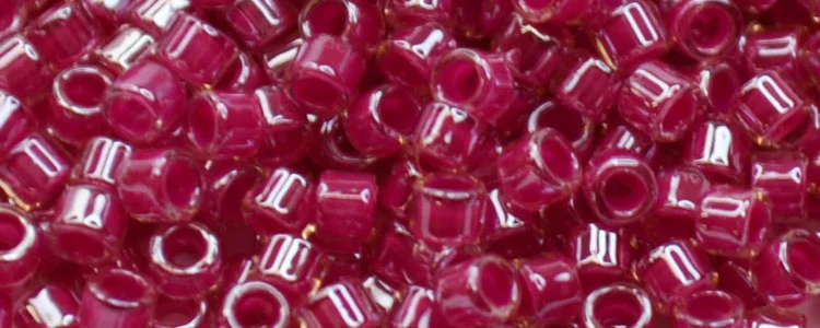 (image for) TOHO Aiko Precision Cylinder Bead. Fuchsia Lined Pink Luster TB-1036