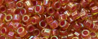(image for) TOHO Aiko Precision Cylinder Bead. Fuchsia Lined Topaz Rainbow TB-1823