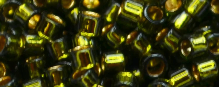 (image for) TOHO Aiko Precision Cylinder Bead. 24k Gold Lined Olivine Transparent TB-880