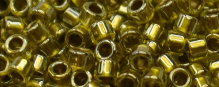 (image for) TOHO Aiko Precision Cylinder Bead. Golden Lined Peridot Luster TB-1005