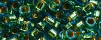 (image for) TOHO Aiko Precision Cylinder Bead. 24k Gold Lined Teal Green Transparent TB-756