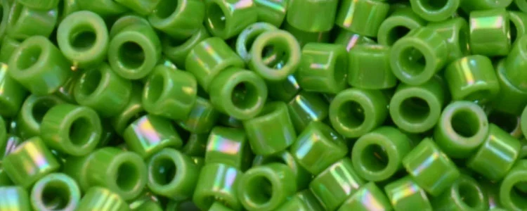 (image for) TOHO Aiko Precision Cylinder Bead. Green Opaque Rainbow TB-407