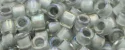 (image for) TOHO Aiko Precision Cylinder Bead. Grey Lined Crystal Rainbow TB-261