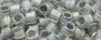 (image for) TOHO Aiko Precision Cylinder Bead. Grey Lined Crystal Rainbow TB-261