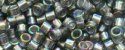 (image for) TOHO Aiko Precision Cylinder Bead. Grey Lined Light Blue Rainbow TB-1800