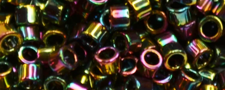 (image for) TOHO Aiko Precision Cylinder Bead. Jet-Green 24k Gold Metallic TB-731A