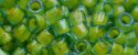(image for) TOHO Aiko Precision Cylinder Bead. Lime Green Lined Aqua TB-307