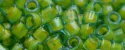(image for) TOHO Aiko Precision Cylinder Bead. Lime Green Lined Aqua TB-307